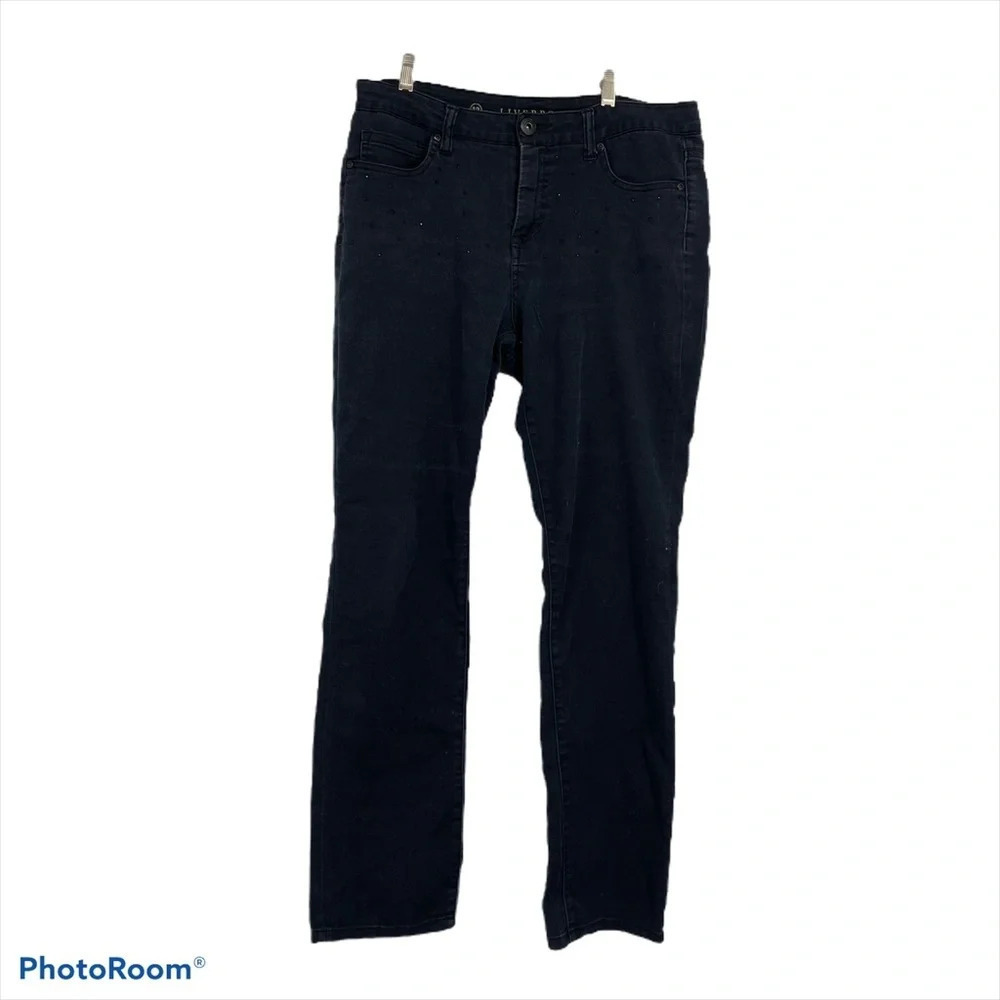 Liverpool Sadie straight faded black jean with sparkle crystals on the top 12